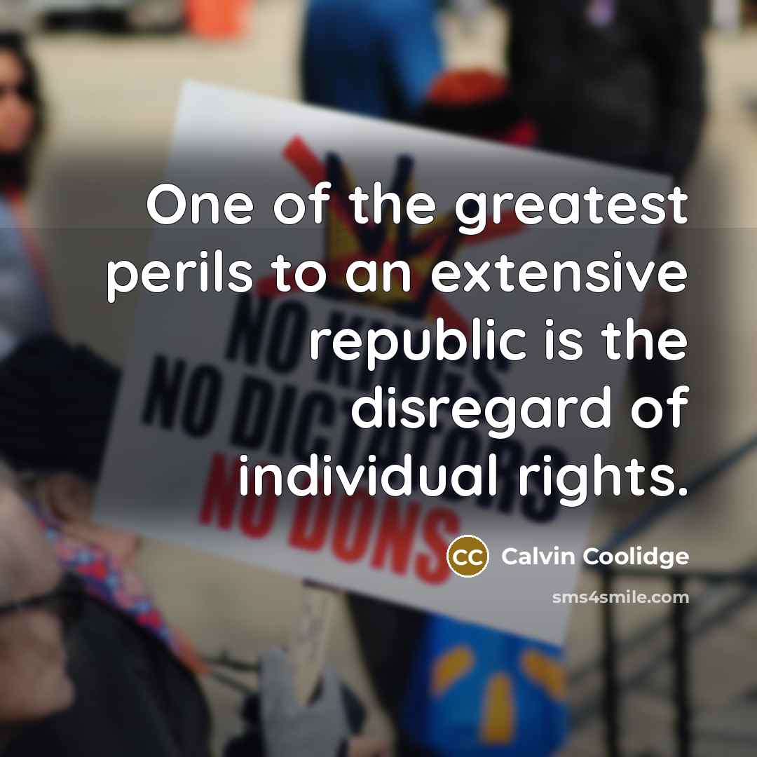 “One of the greatest perils to an extensive republic is…” quote by Calvin Coolidge