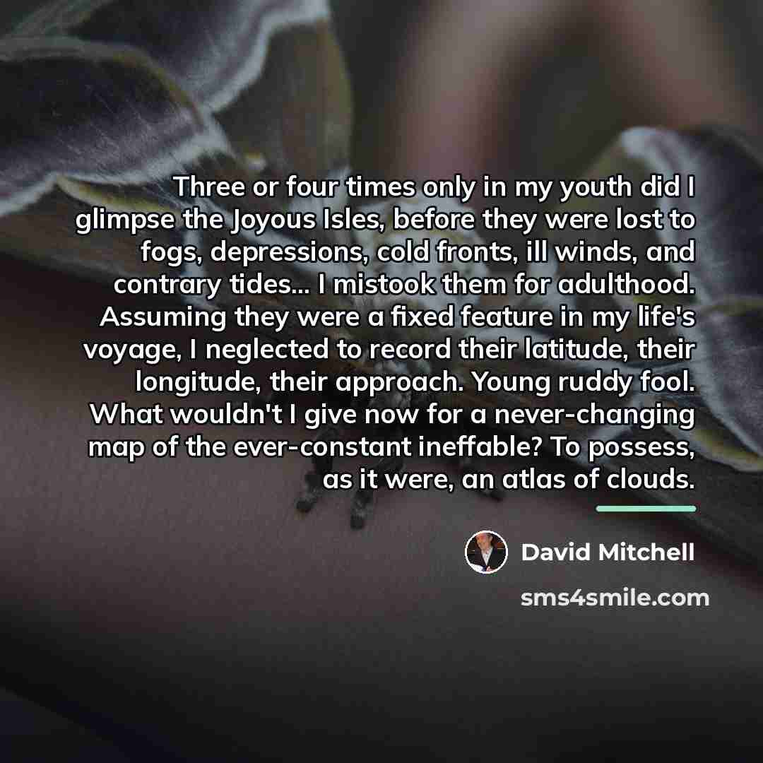 “Three or four times only in my youth did I…” quote by David Mitchell