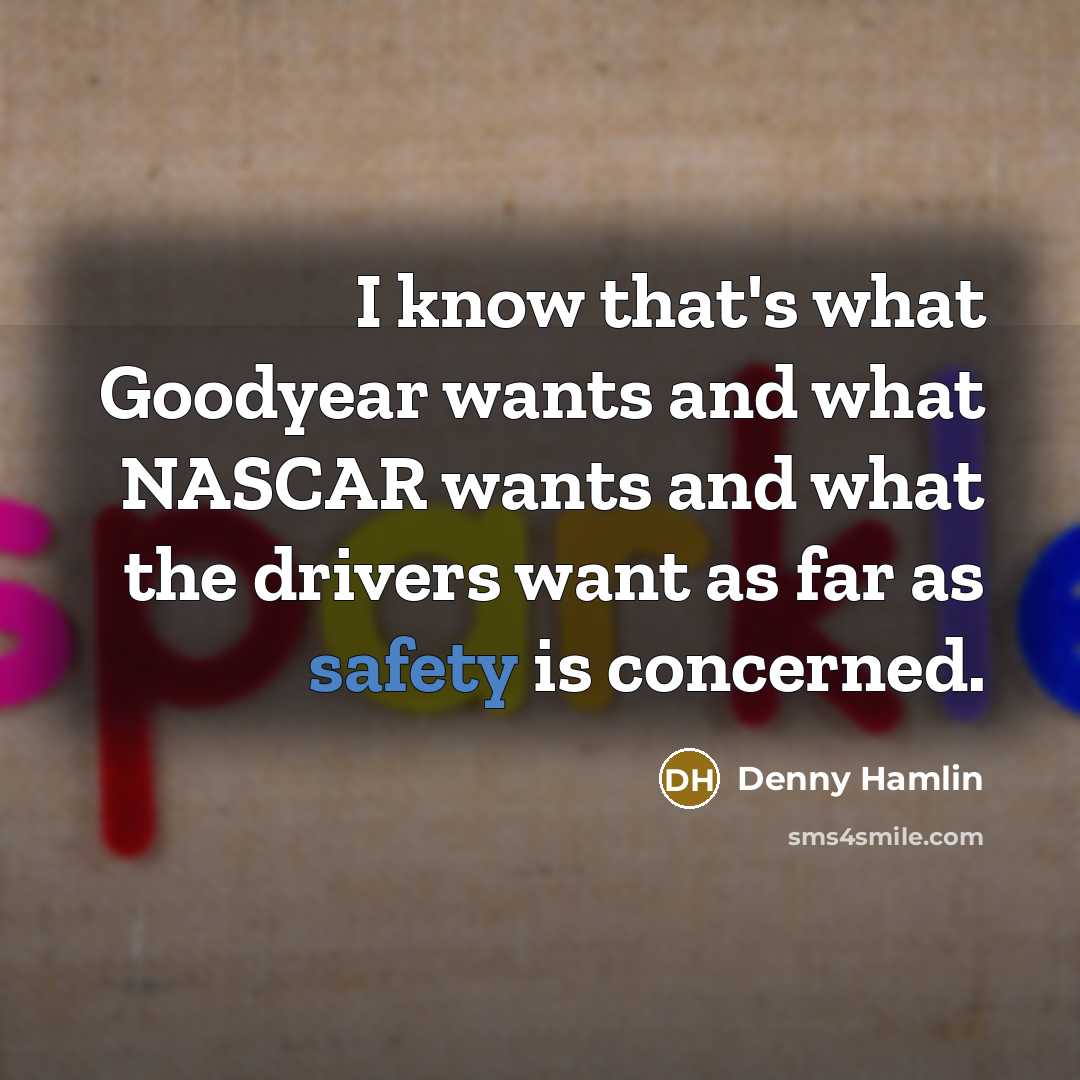 “I know that's what Goodyear wants and what NASCAR wants…” quote by Denny Hamlin