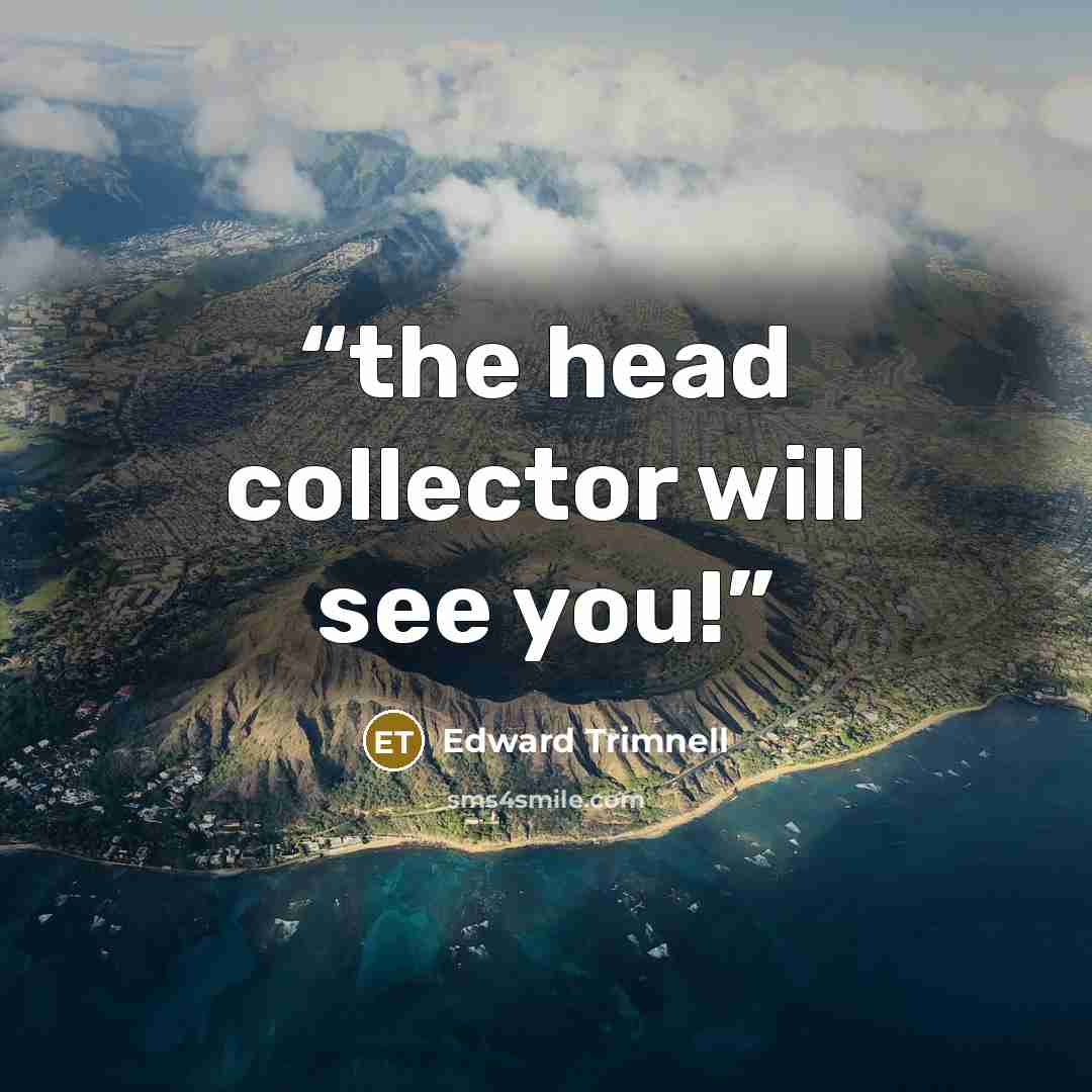 “the head collector will see you!” quote by Edward Trimnell