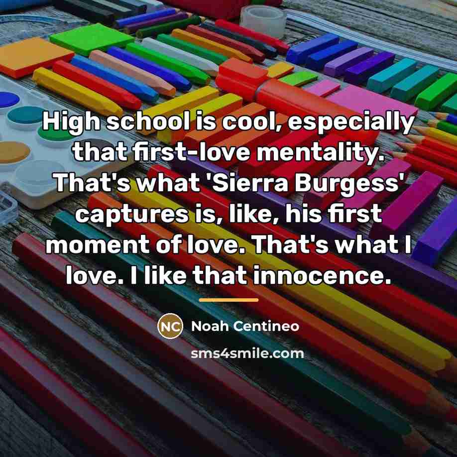 “High school is cool, especially that first-love mentality. That's what…” quote by Noah Centineo