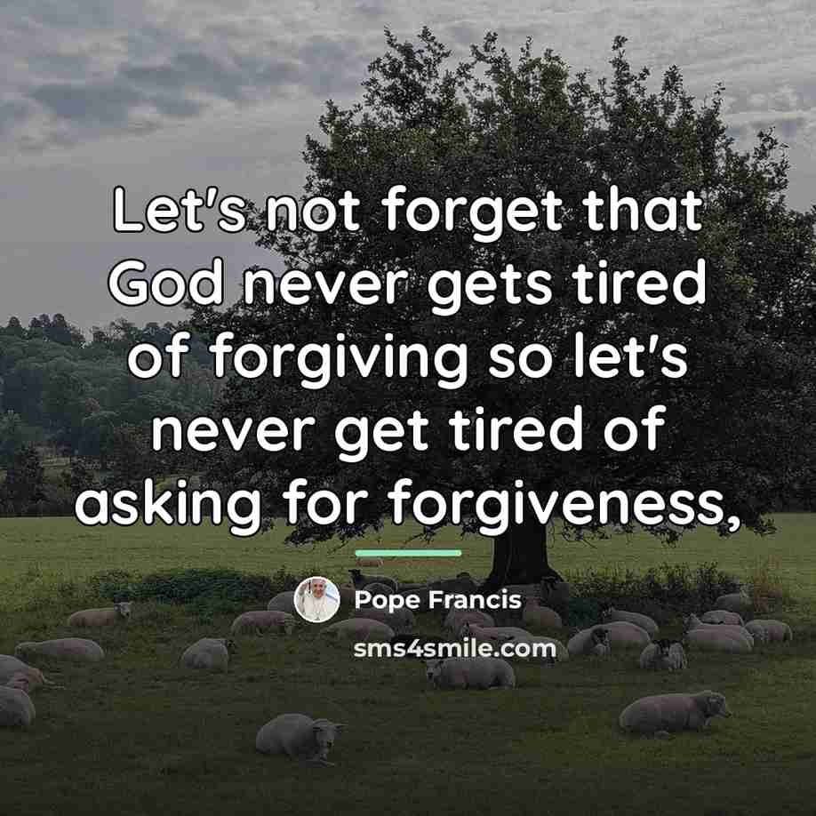 “Let's not forget that God never gets tired of forgiving…” quote by Pope Francis