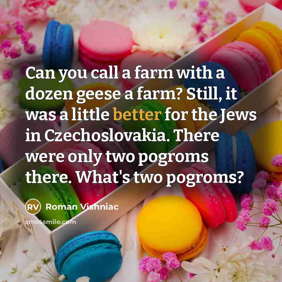 “Can you call a farm with a dozen geese a…” quote by Roman Vishniac