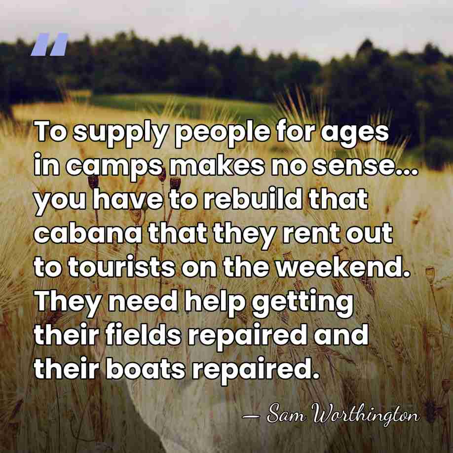 To supply people for ages in camps makes no sense... you have&hellip; - Sam Worthington