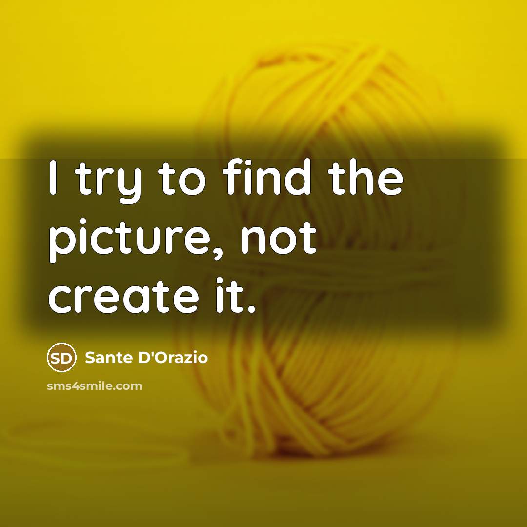 “I try to find the picture, not create it.…” quote by Sante D'Orazio