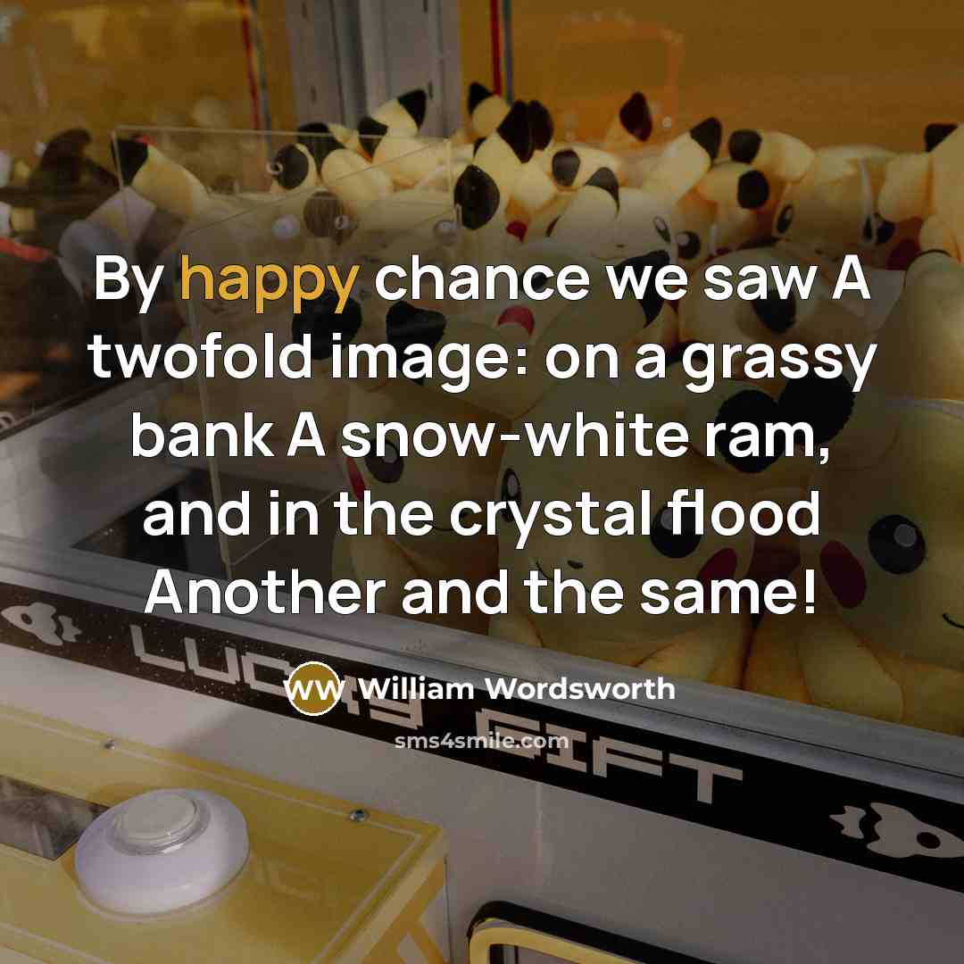 “By happy chance we saw A twofold image: on a…” quote by William Wordsworth