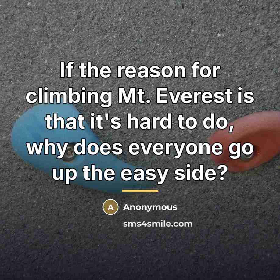 “If the reason for climbing Mt. Everest is that it's…” quote by Anonymous