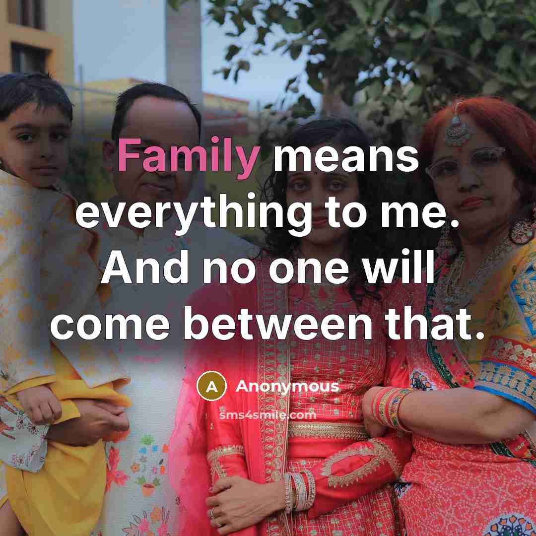 “Family means everything to me. And no one will come between that.” quote by Anonymous