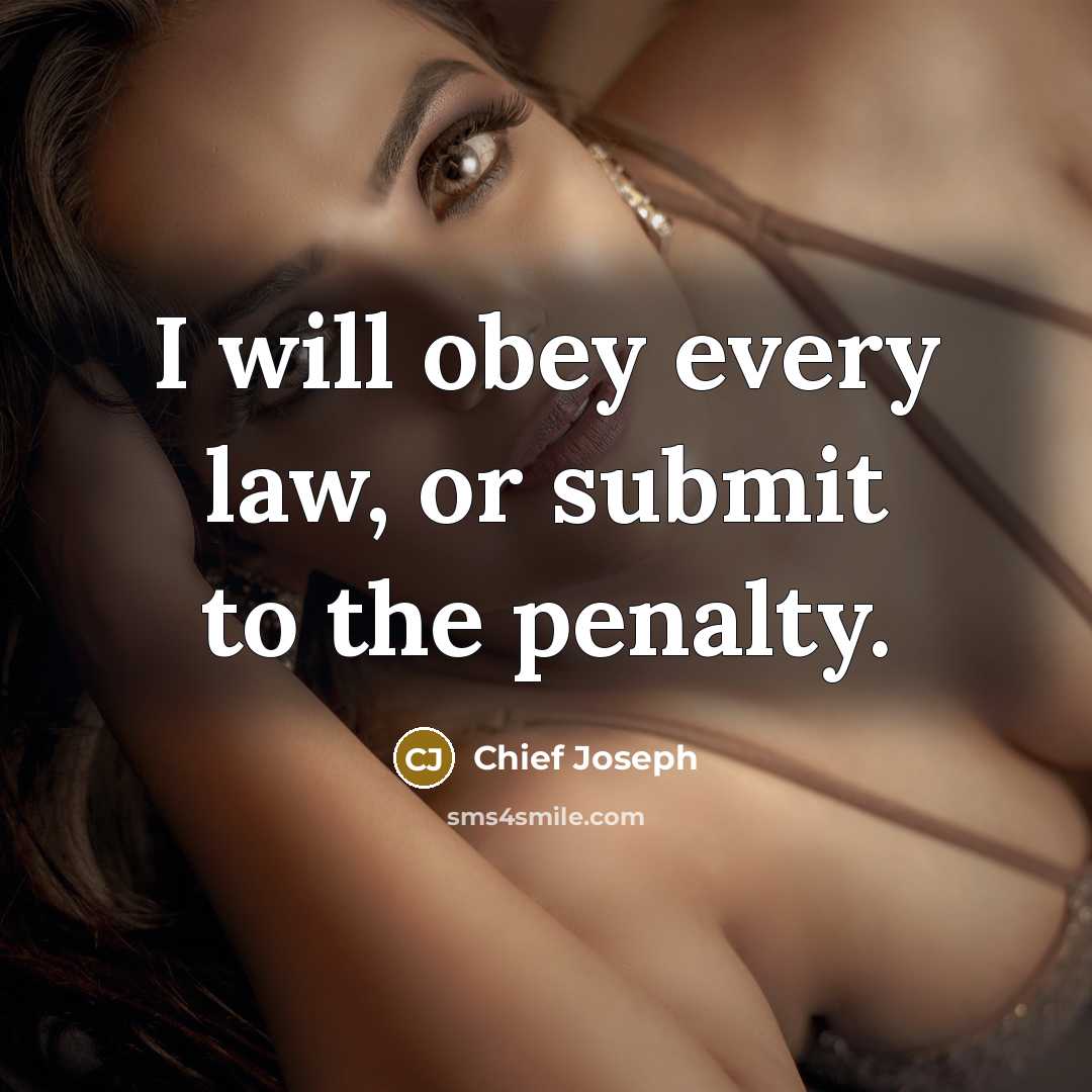 “I will obey every law, or submit to the penalty.…” quote by Chief Joseph