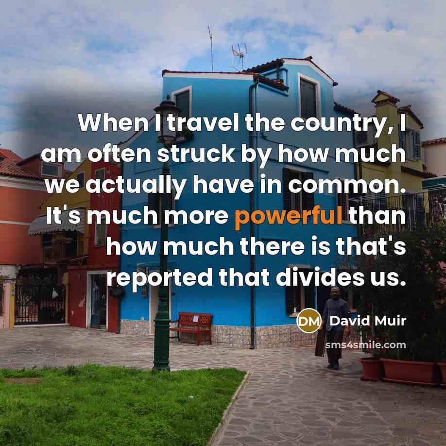 “When I travel the country, I am often struck by…” quote by David Muir