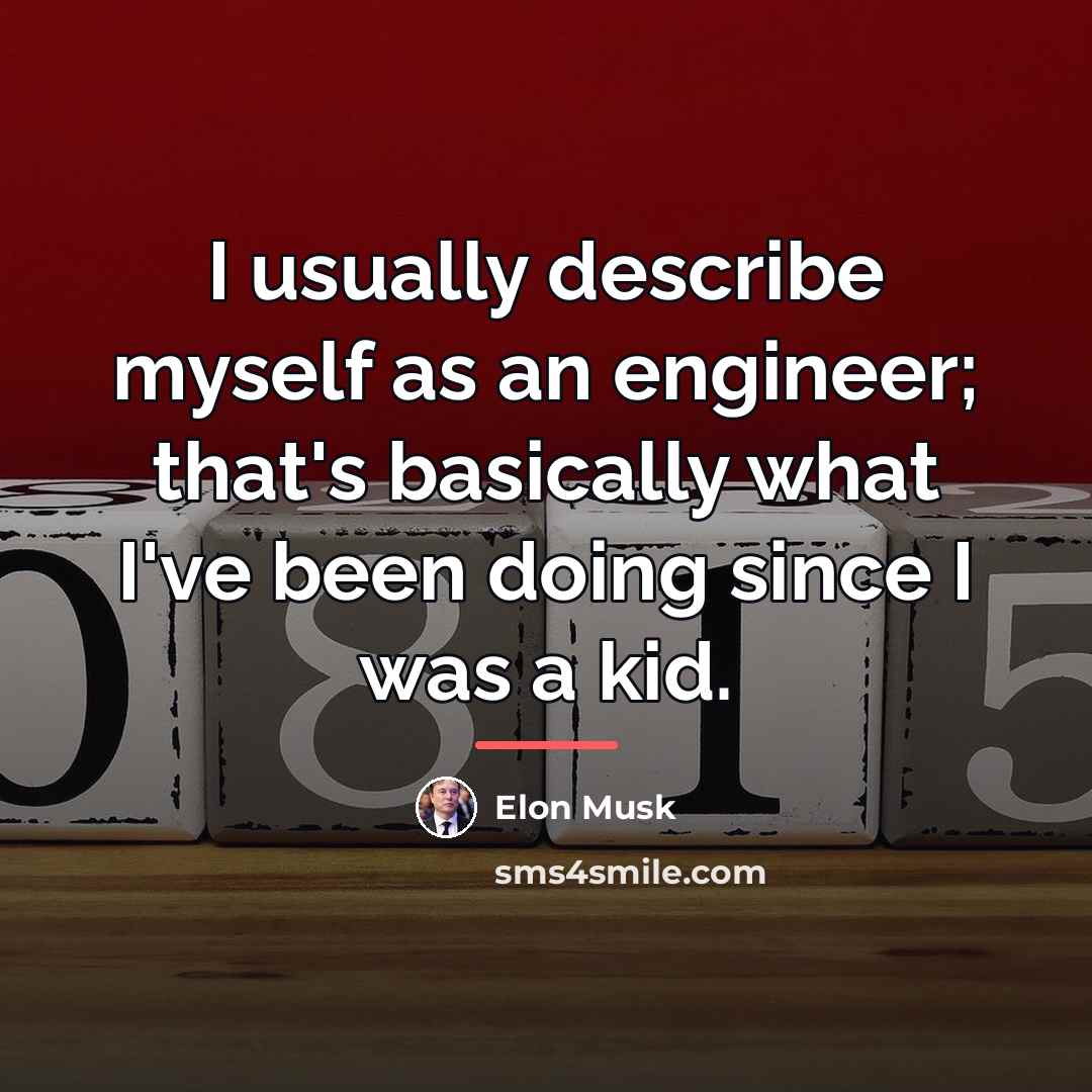 “I usually describe myself as an engineer; that's basically what…” quote by Elon Musk