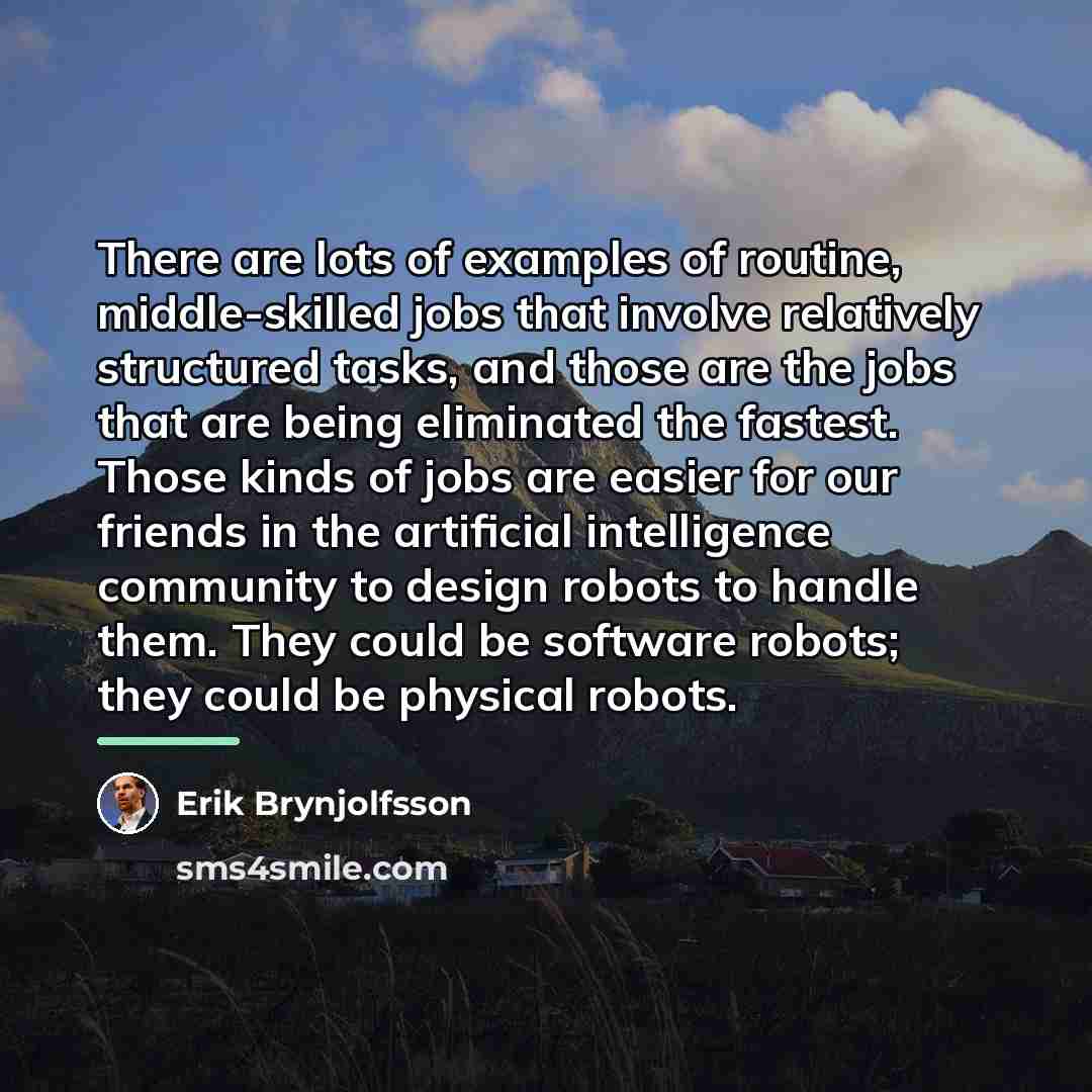 “There are lots of examples of routine, middle-skilled jobs that…” quote by Erik Brynjolfsson