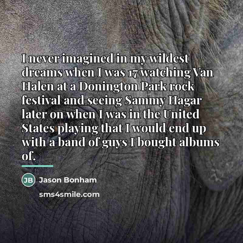 “I never imagined in my wildest dreams when I was…” quote by Jason Bonham