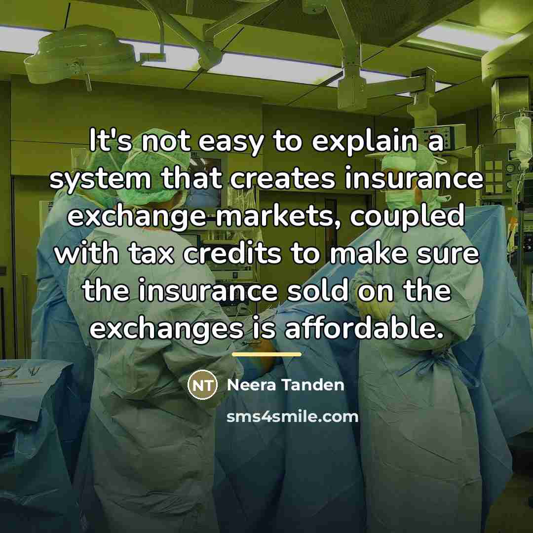 “It's not easy to explain a system that creates insurance…” quote by Neera Tanden