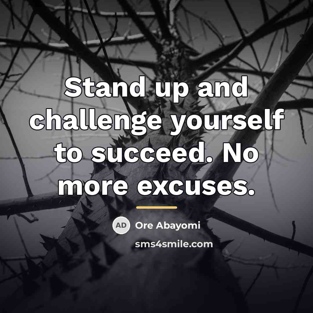 “Stand up and challenge yourself to succeed. No more excuses.…” quote by Ore Abayomi
