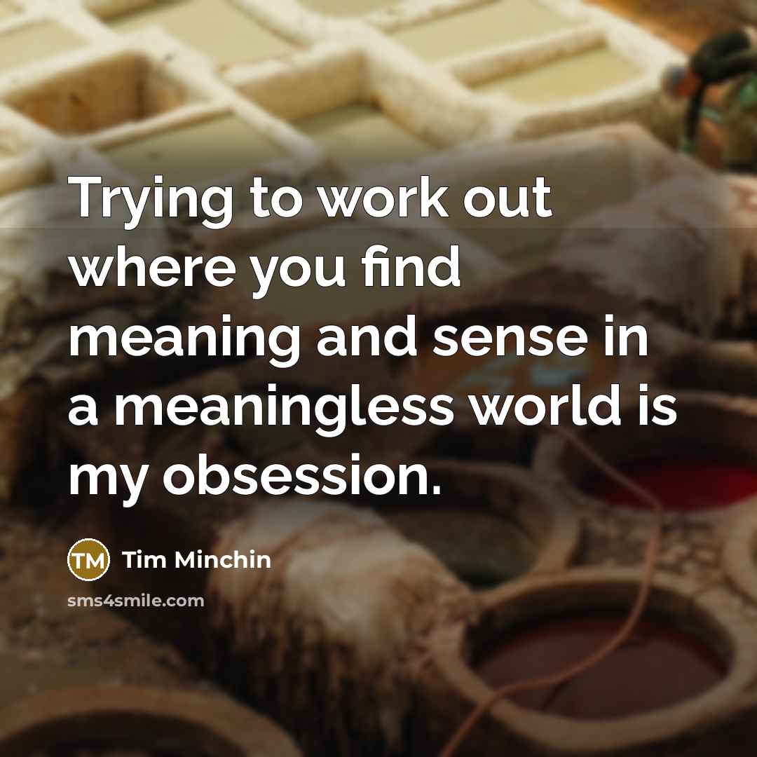 “Trying to work out where you find meaning and sense…” quote by Tim Minchin