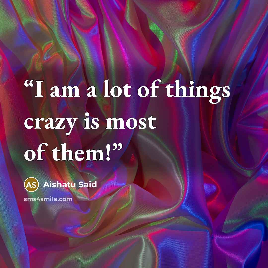 “I am a lot of things crazy is most of them!” quote by Aishatu Said