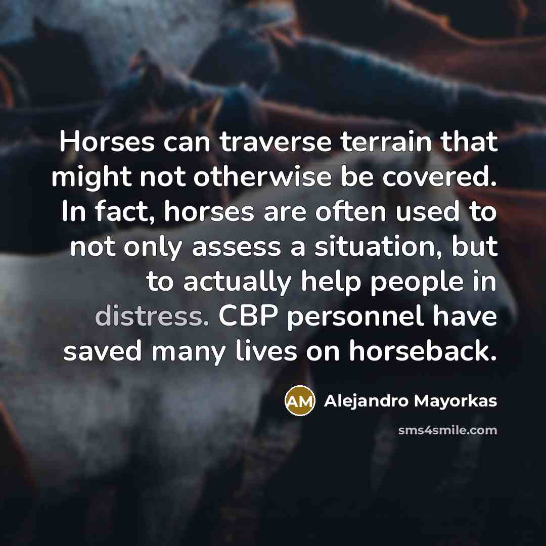 “Horses can traverse terrain that might not otherwise be covered.…” quote by Alejandro Mayorkas