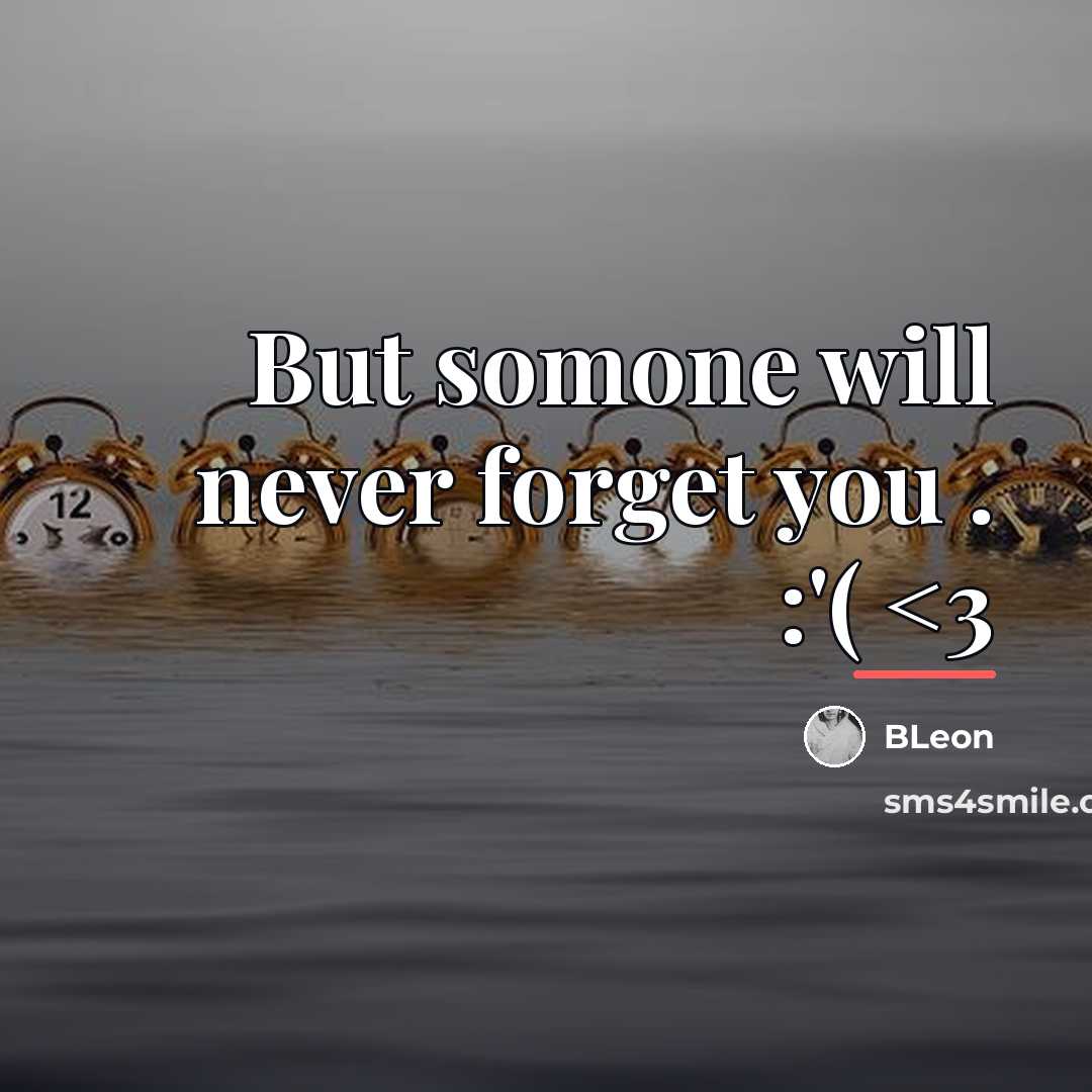 “But somone will never forget you . :'(…” quote by BLeon