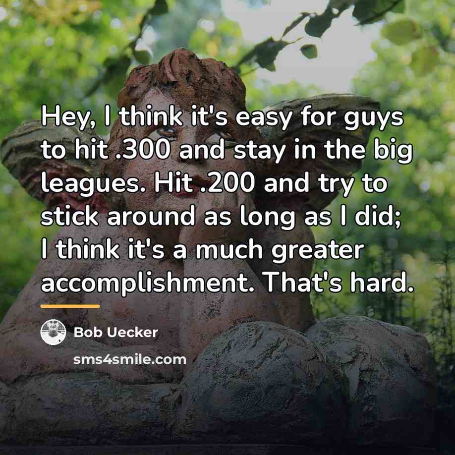 “Hey, I think it's easy for guys to hit .300…” quote by Bob Uecker