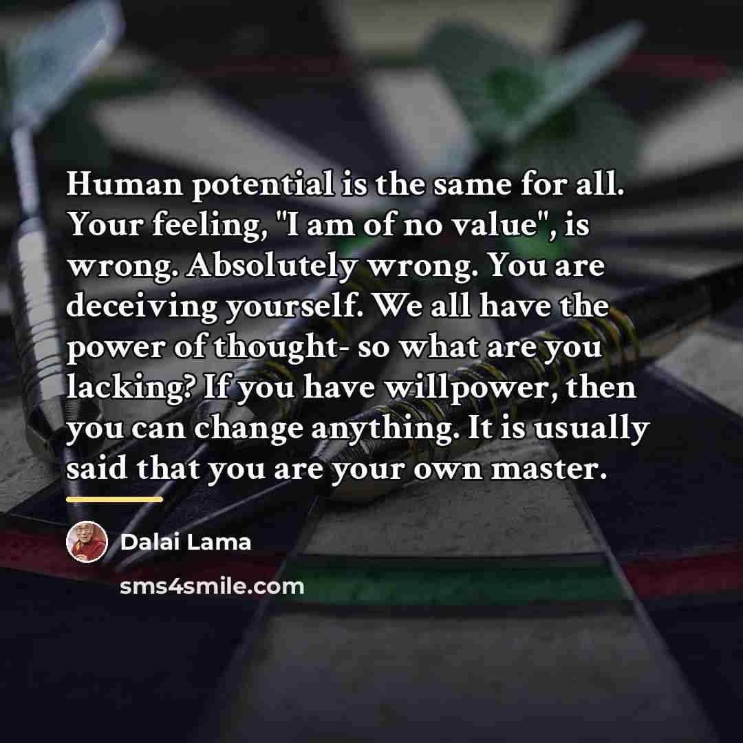 “Human potential is the same for all. Your feeling, "I…” quote by Dalai Lama