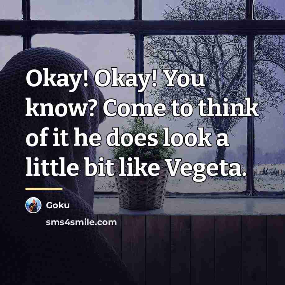 “Okay! Okay! You know? Come to think of it he…” quote by Goku