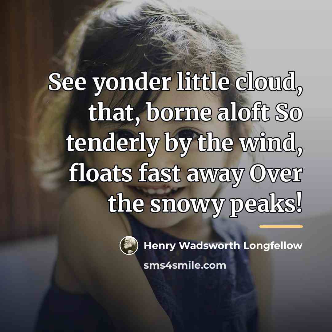 “See yonder little cloud, that, borne aloft So tenderly by…” quote by Henry Wadsworth Longfellow