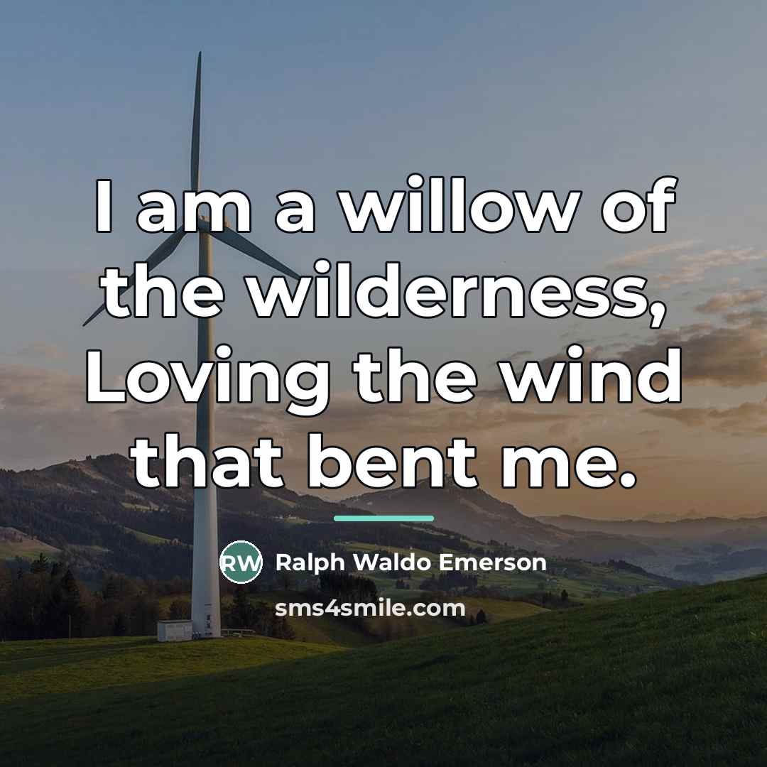 “I am a willow of the wilderness, Loving the wind…” quote by Ralph Waldo Emerson