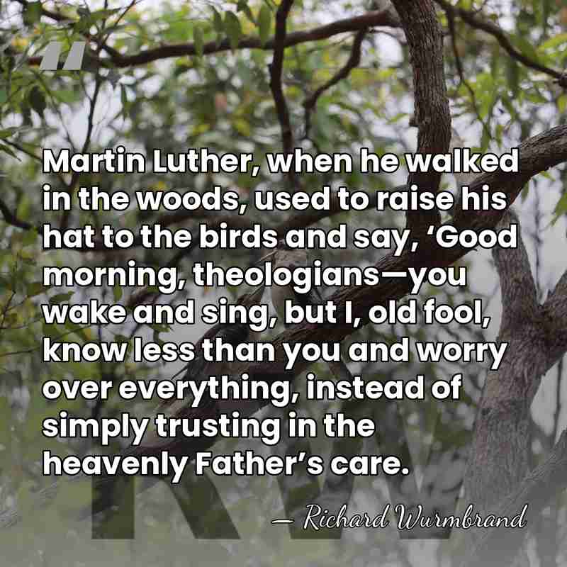 Martin Luther, when he walked in the woods, used to raise his&hellip; - Richard Wurmbrand