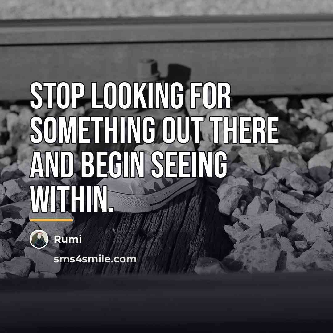 “Stop looking for something out there and begin seeing within.…” quote by Rumi