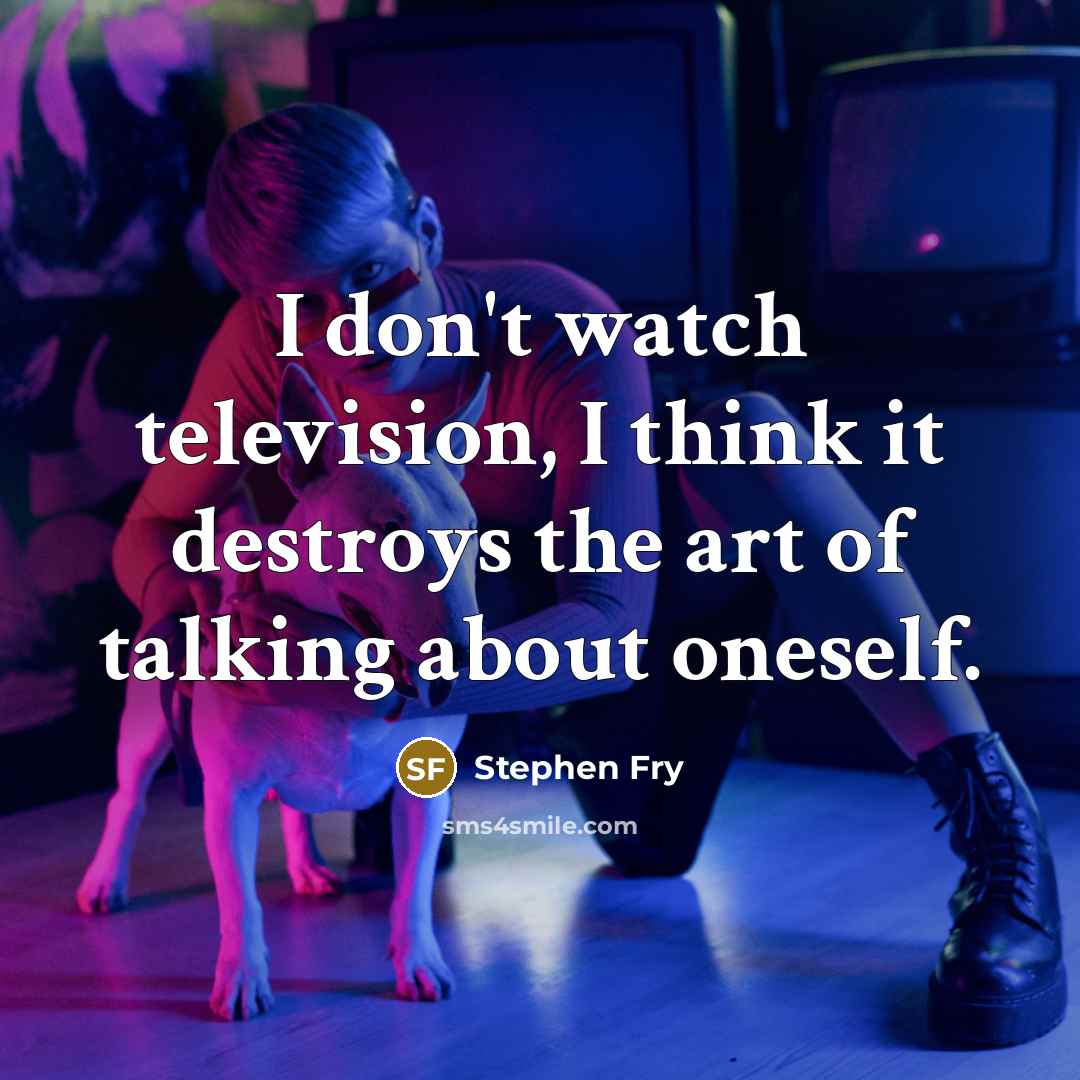 “I don't watch television, I think it destroys the art…” quote by Stephen Fry