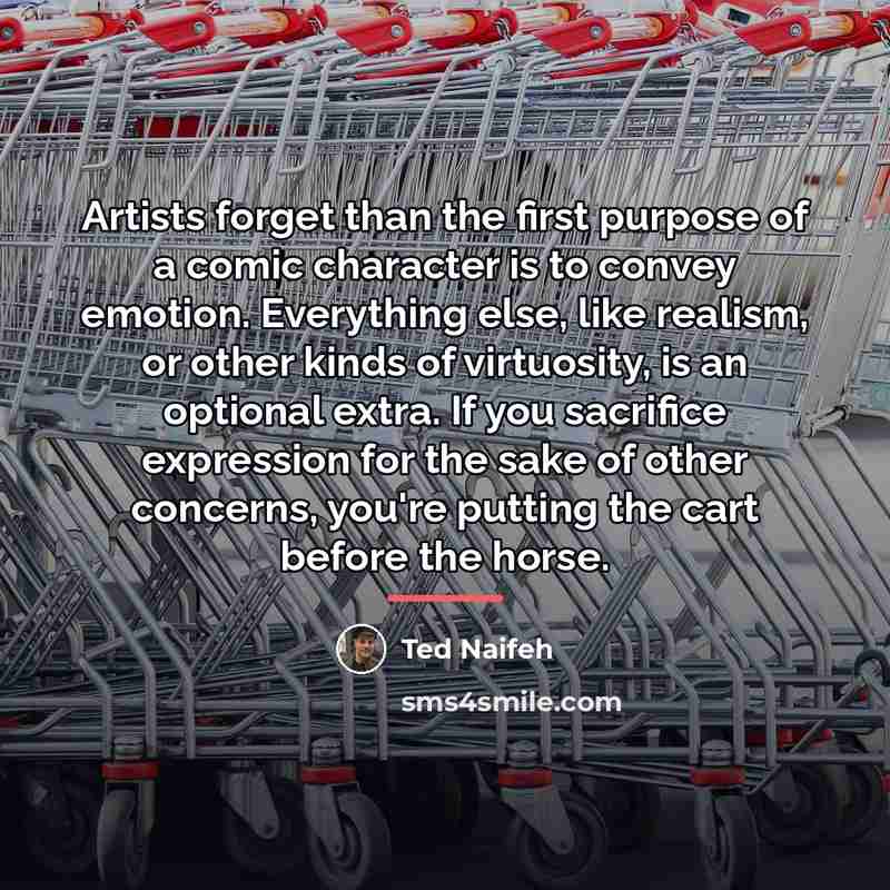 “Artists forget than the first purpose of a comic character…” quote by Ted Naifeh