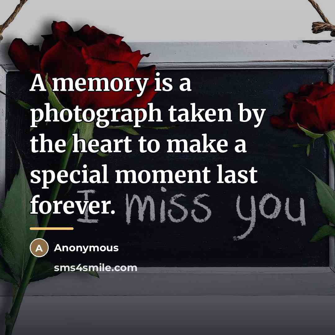 “A memory is a photograph taken by the heart to…” quote by Anonymous