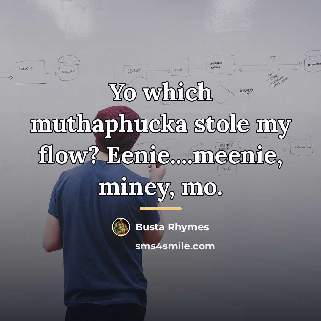 “Yo which muthaphucka stole my flow? Eenie....meenie, miney, mo.…” quote by Busta Rhymes