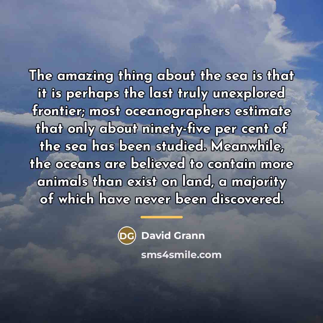 “The amazing thing about the sea is that it is…” quote by David Grann