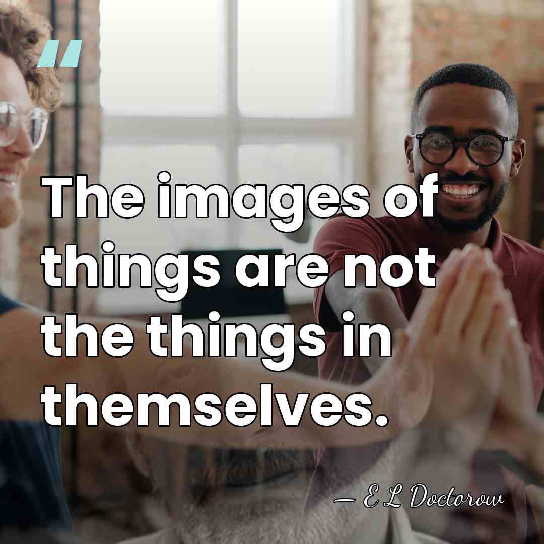 The images of things are not the things in themselves. - E L Doctorow