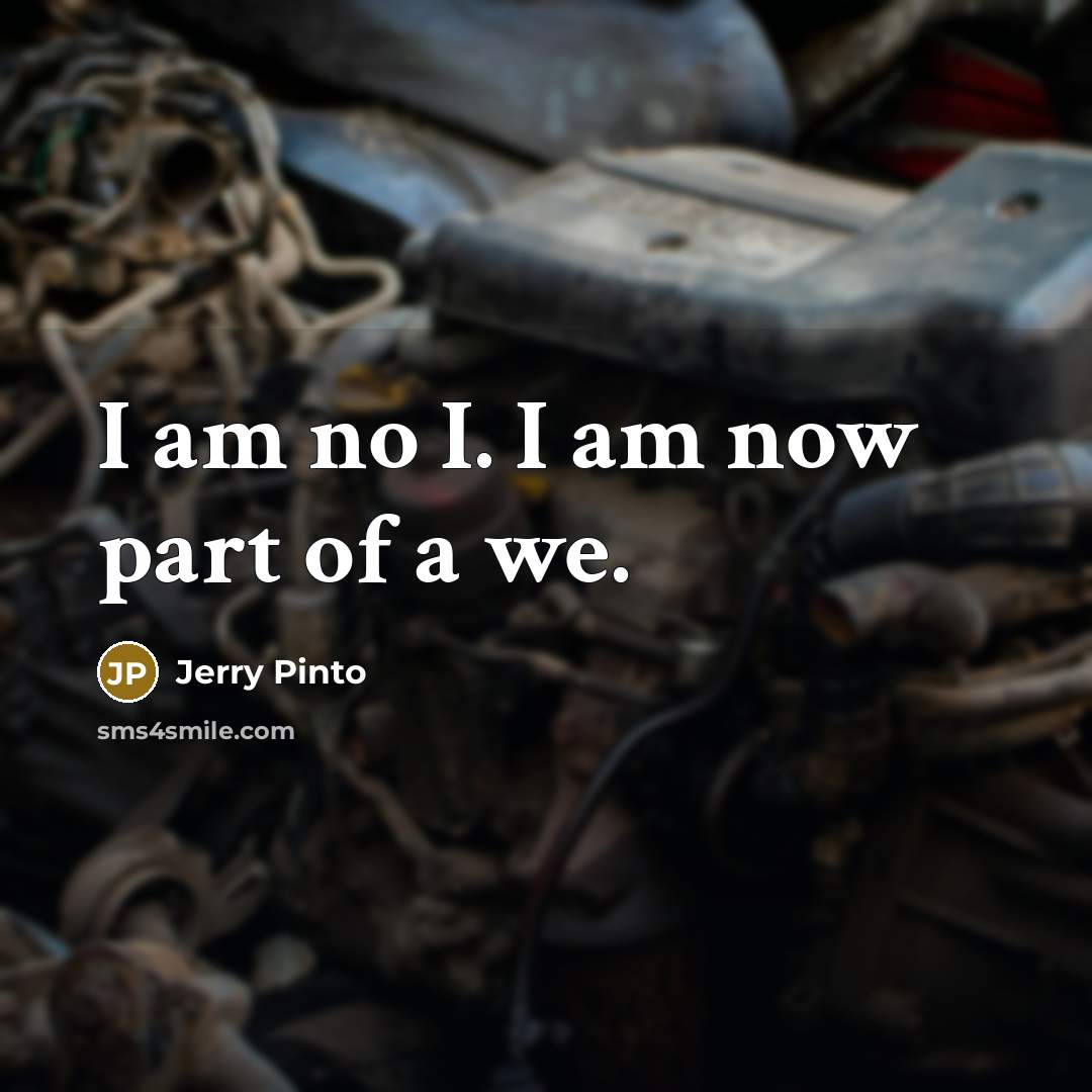 “I am no I. I am now part of a…” quote by Jerry Pinto