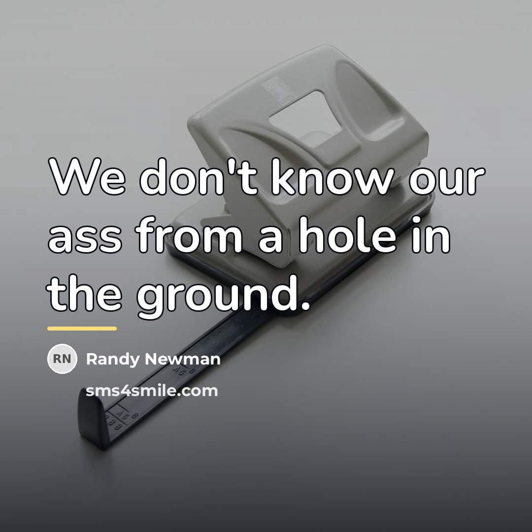 “We don't know our ass from a hole in the…” quote by Randy Newman