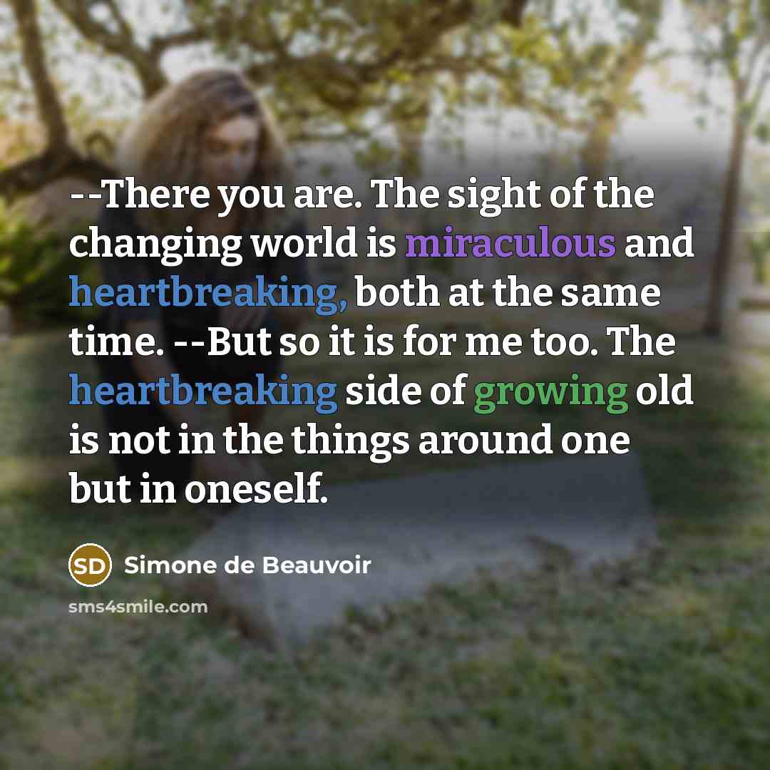 “--There you are. The sight of the changing world is…” quote by Simone de Beauvoir
