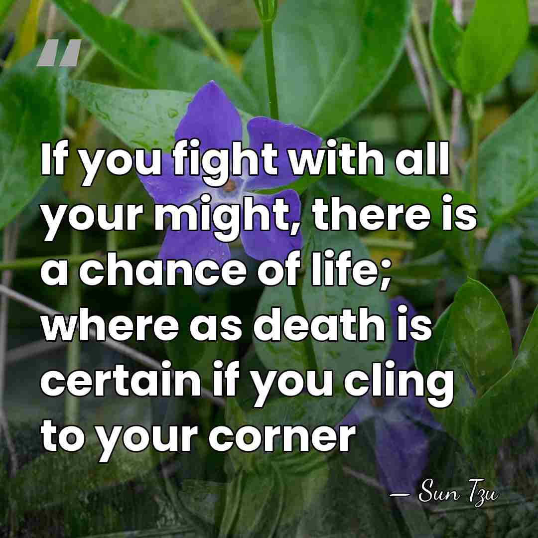 If you fight with all your might, there is a chance of&hellip; - Sun Tzu
