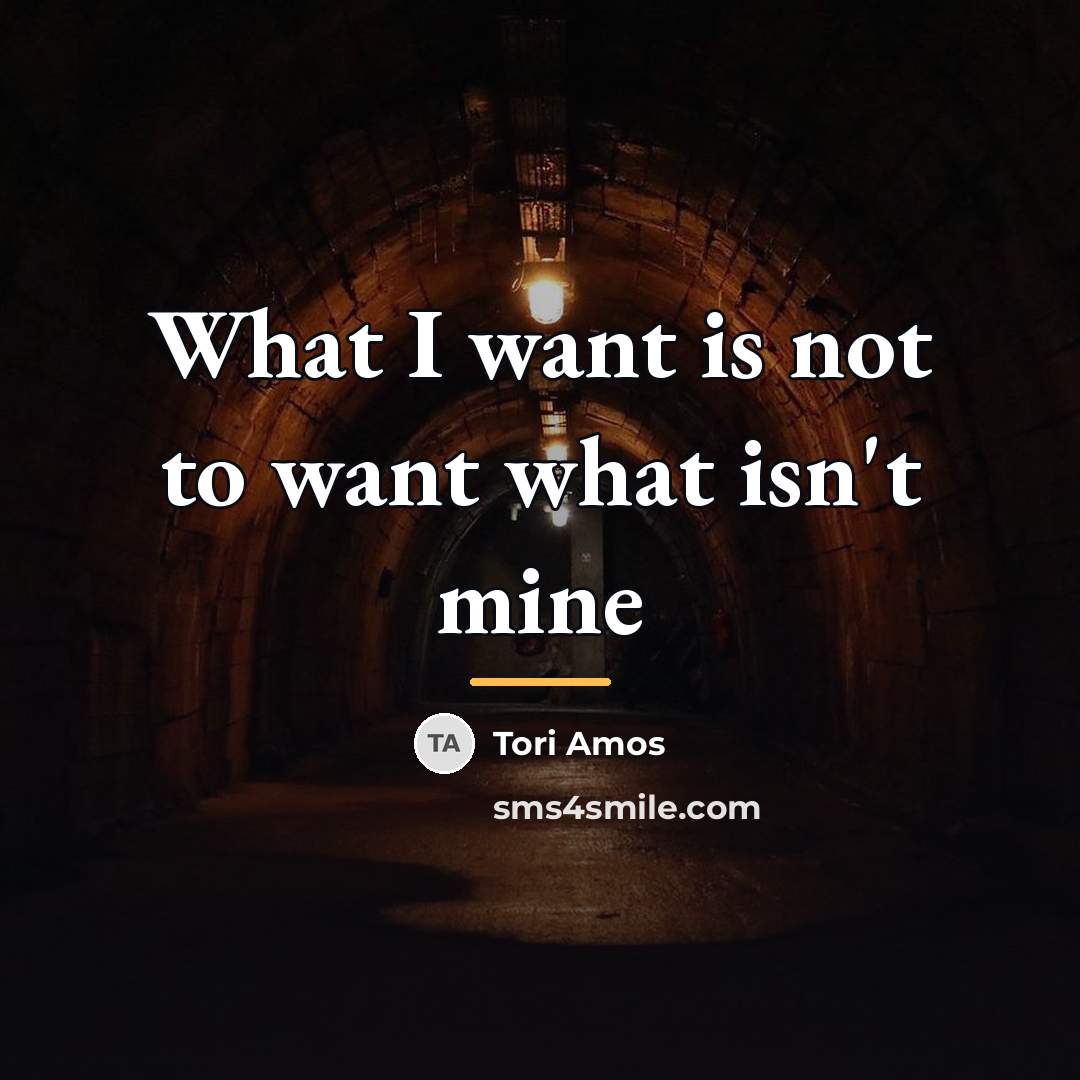 “What I want is not to want what isn't mine…” quote by Tori Amos