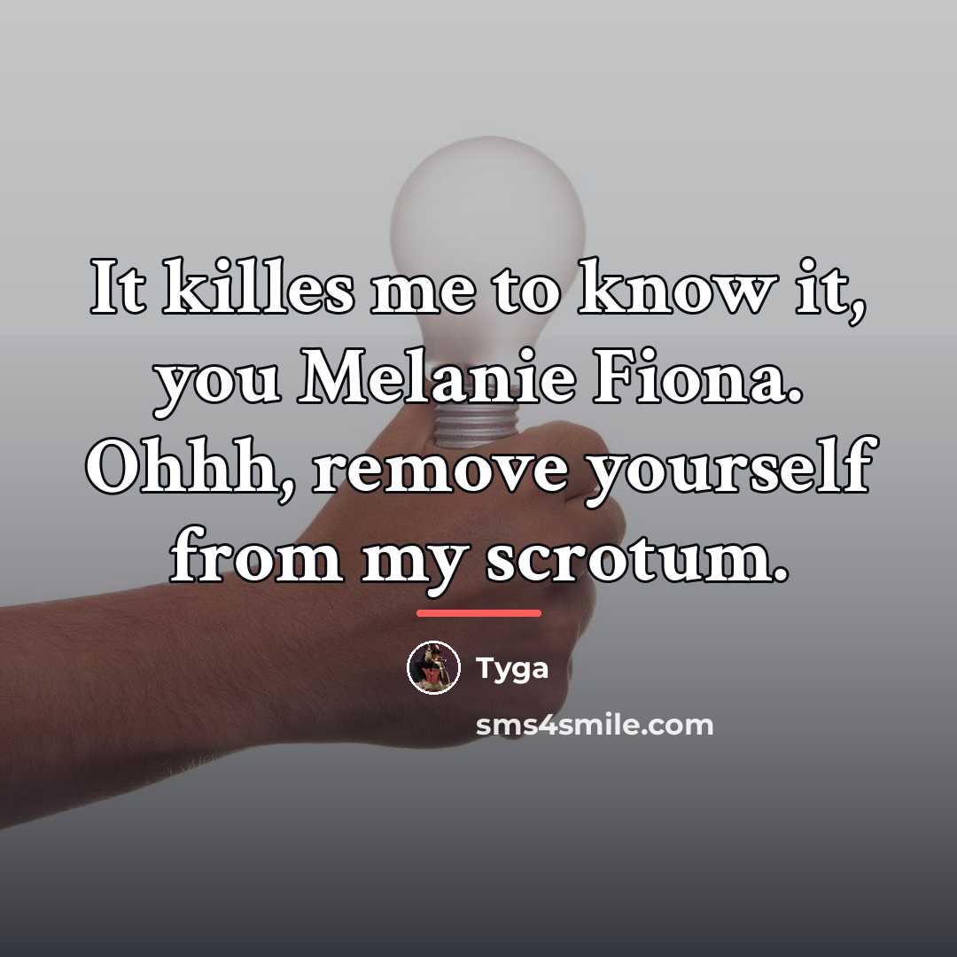 “It killes me to know it, you Melanie Fiona. Ohhh,…” quote by Tyga