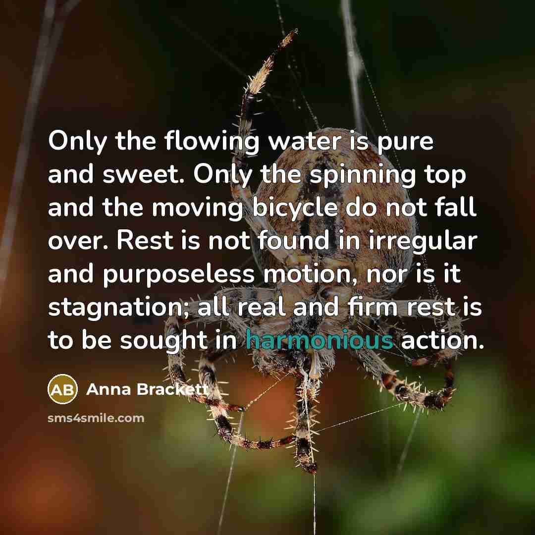 “Only the flowing water is pure and sweet. Only the…” quote by Anna Brackett
