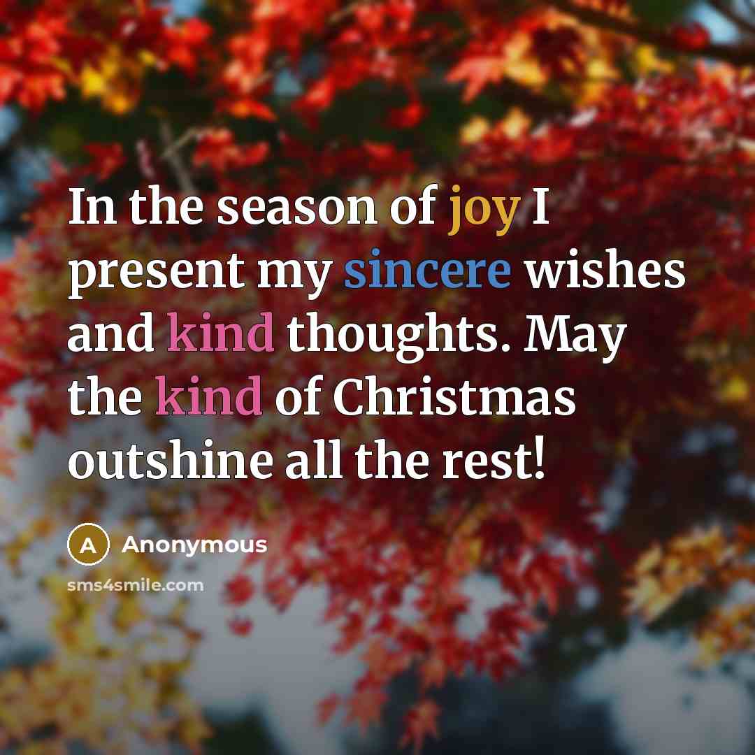 “In the season of joy I present my sincere wishes…” quote by Anonymous