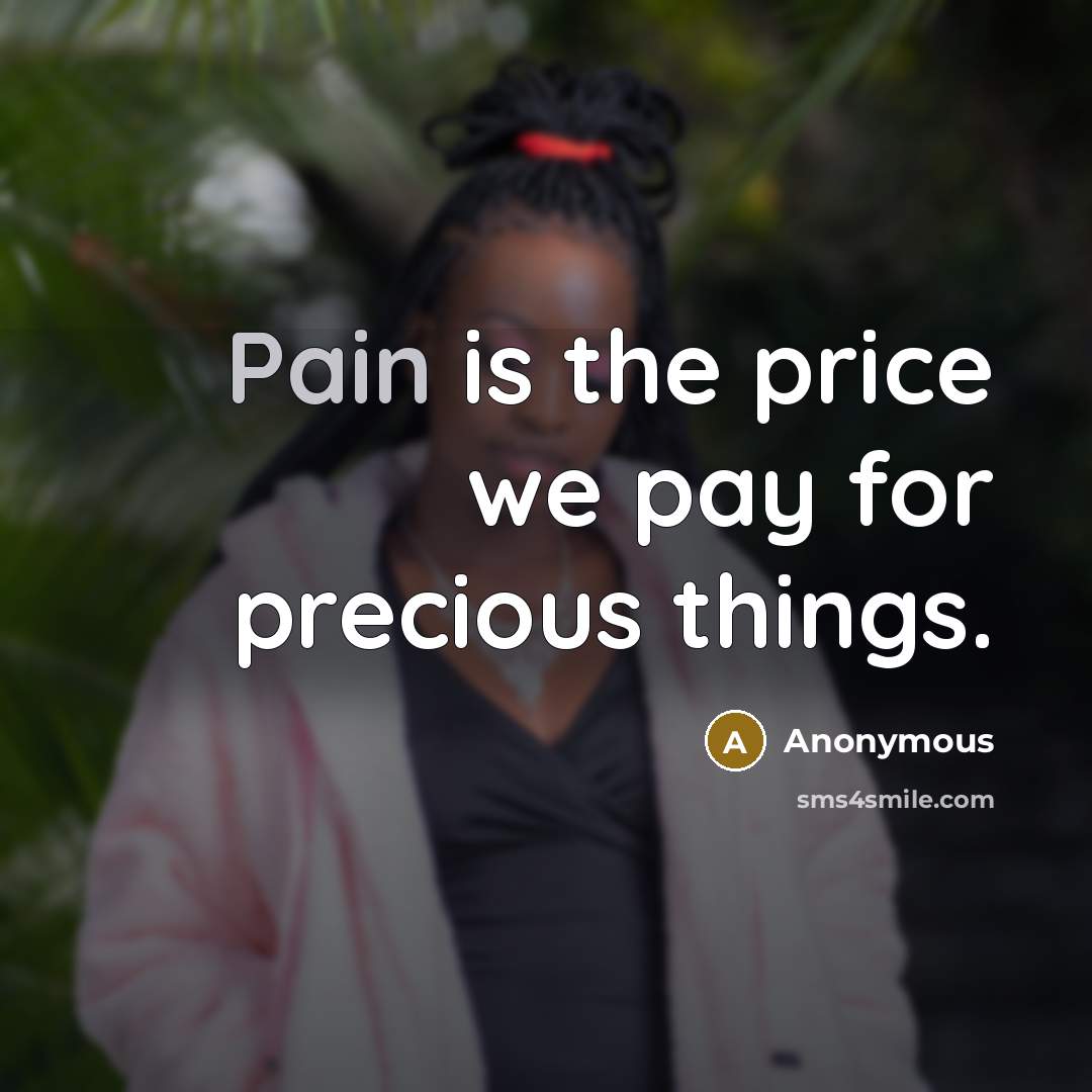 “Pain is the price we pay for precious things.…” quote by Anonymous