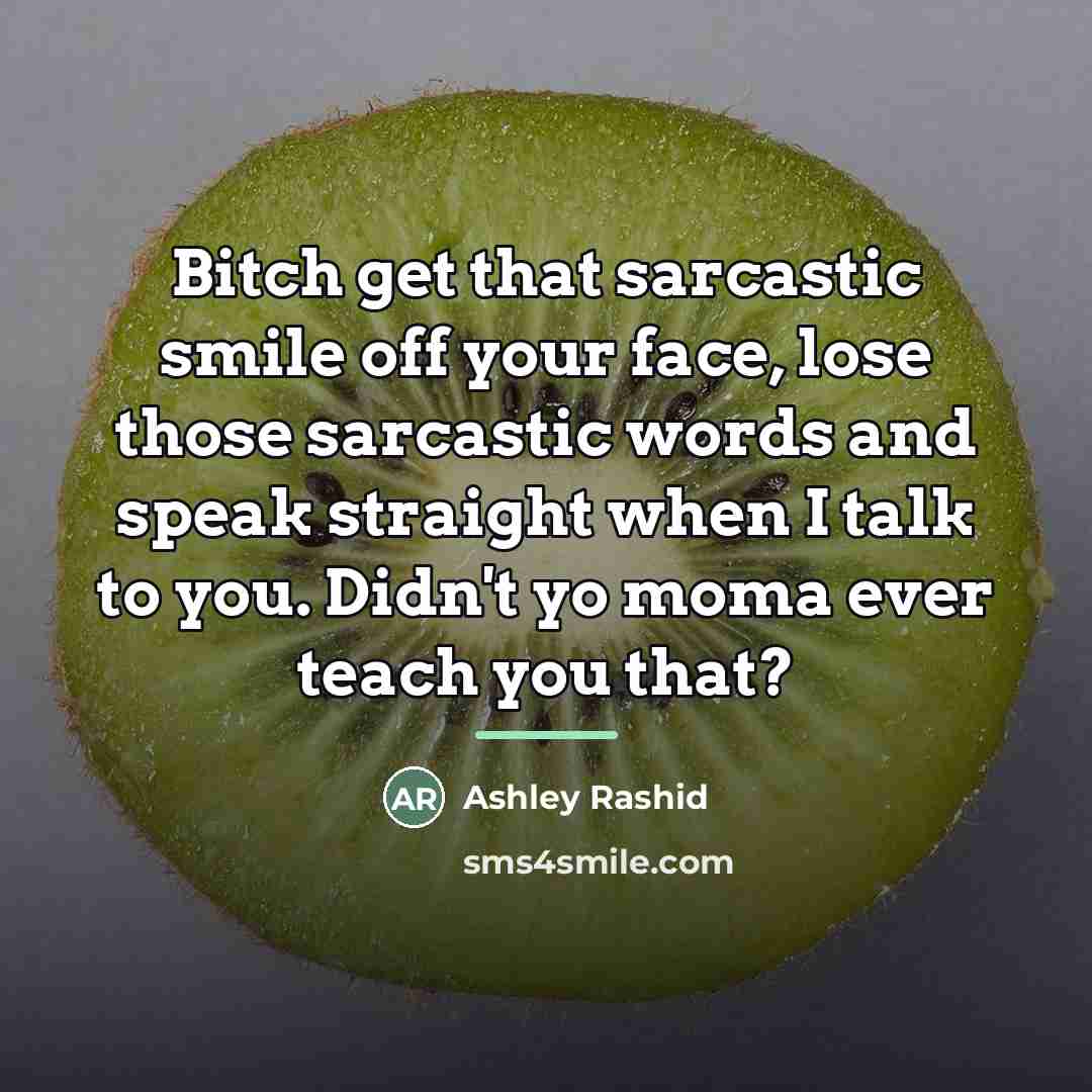 “Bitch get that sarcastic smile off your face, lose those…” quote by Ashley Rashid