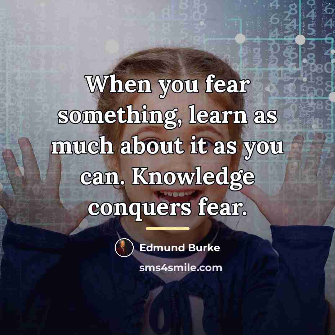 “When you fear something, learn as much about it as…” quote by Edmund Burke