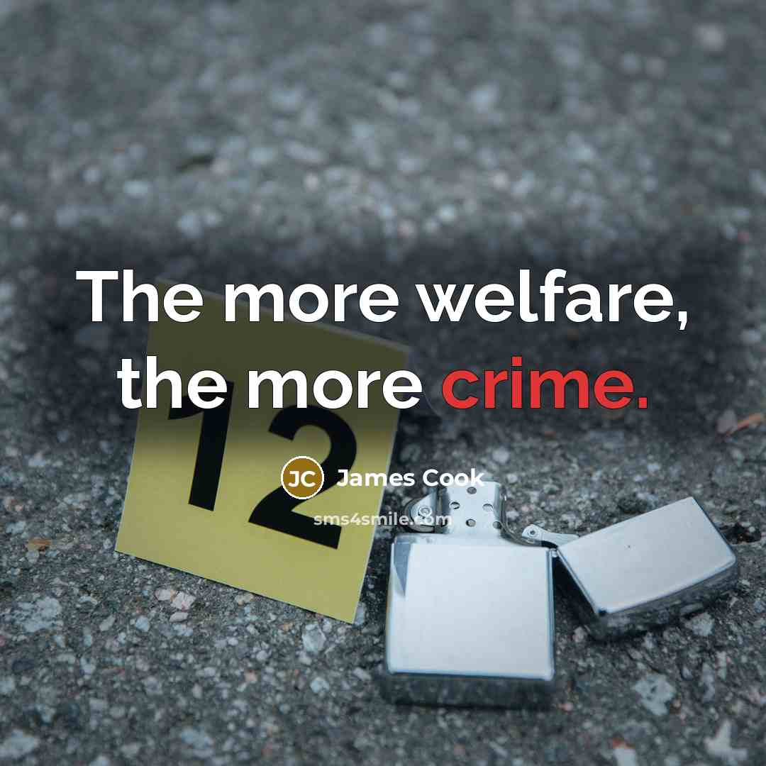 “The more welfare, the more crime.…” quote by James Cook