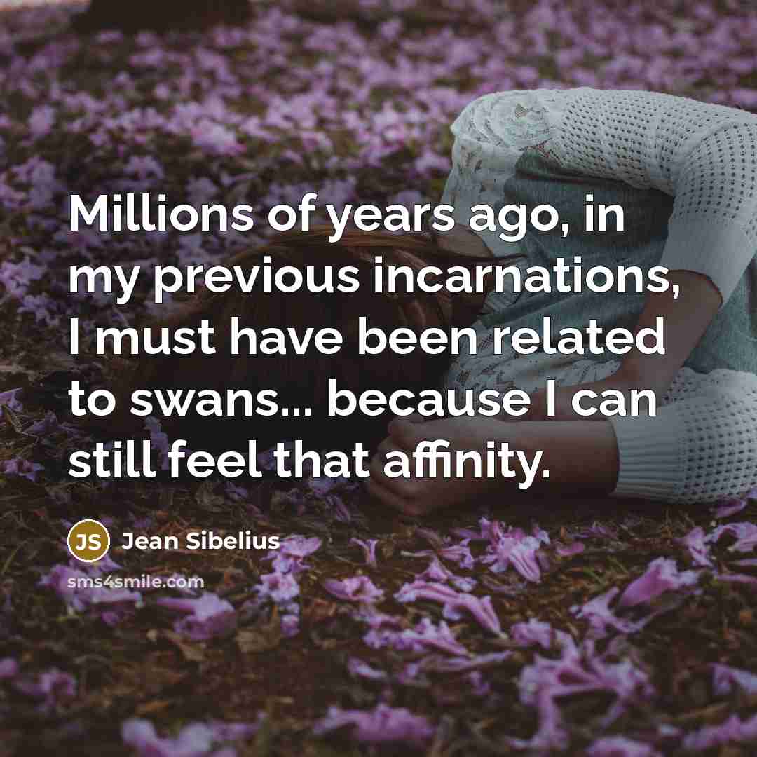 “Millions of years ago, in my previous incarnations, I must…” quote by Jean Sibelius