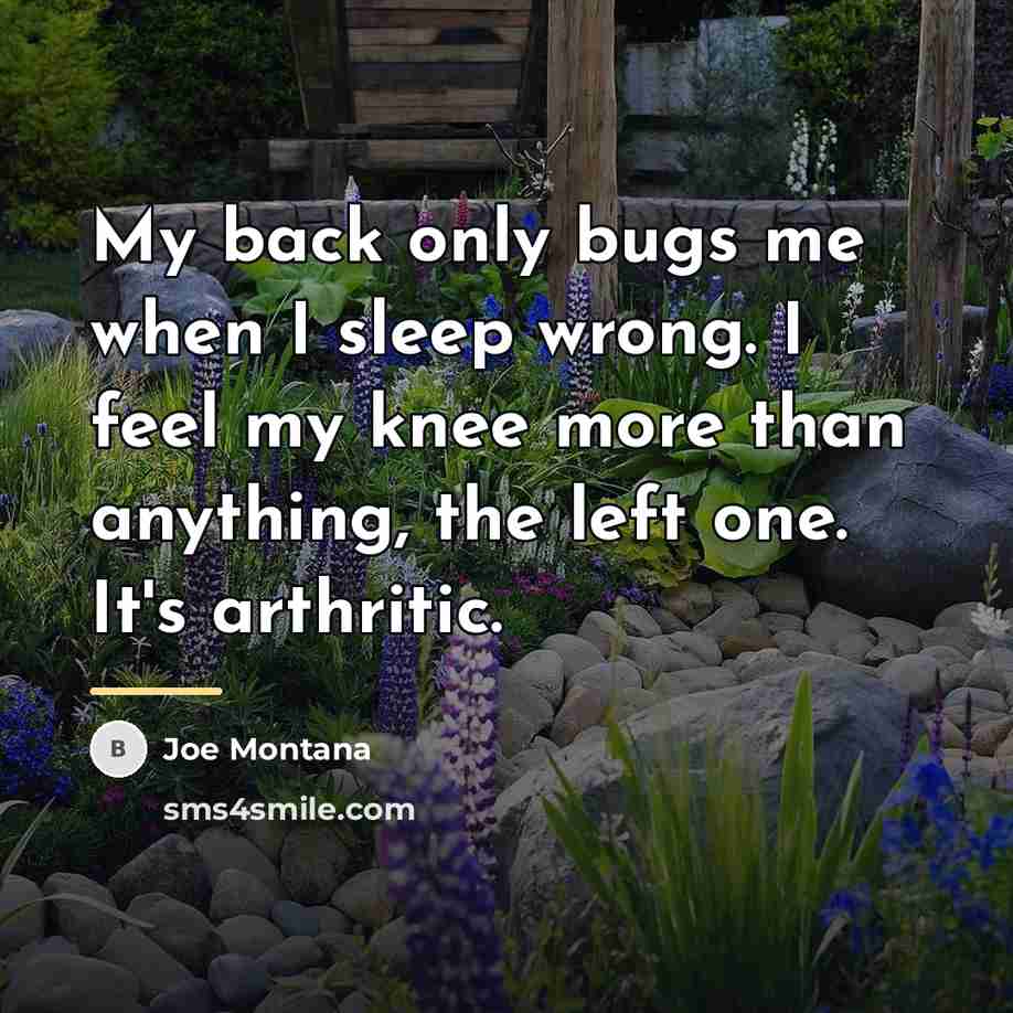“My back only bugs me when I sleep wrong. I…” quote by Joe Montana